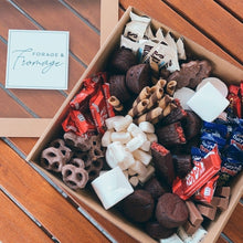 Load image into Gallery viewer, Includes just over 2.1kg of various chocolate and desserts, this box makes a sweet gift or a great companion to your next picnic or movie night.  Regardless of the occasion, we guarantee this is a box you will not get through alone! Grazing Boxes Perth
